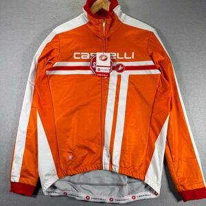 Castelli Free Jacket Orange White Full Zip Soft Shell‎ Cycling Jersey Men XXXL
